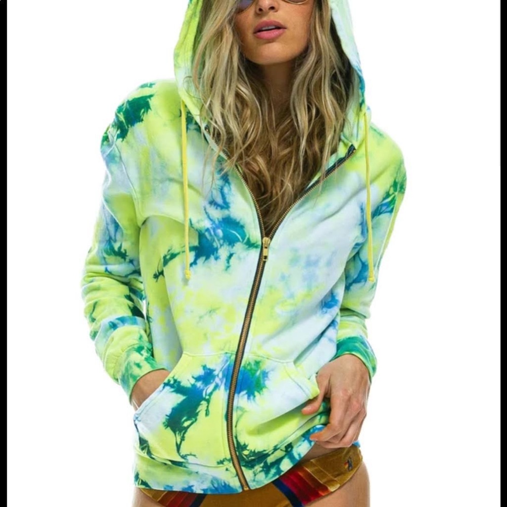 Aviator Nation Tie-Dye Full Zip Hoodie size x-small